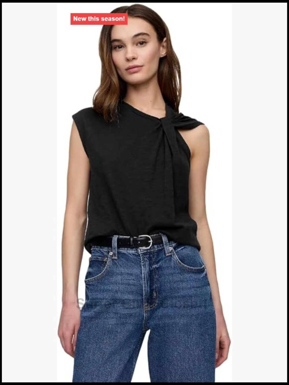 Women's Sleeveless Twist Tank Top 100% Cotton Crew Neck Pull On Regular Fit